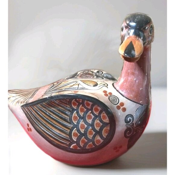 Very Large Hand-Painted 1960s Tonala Mexican Pottery Clay Duck 14.5" X 12" X 9" - Picture 2 of 16